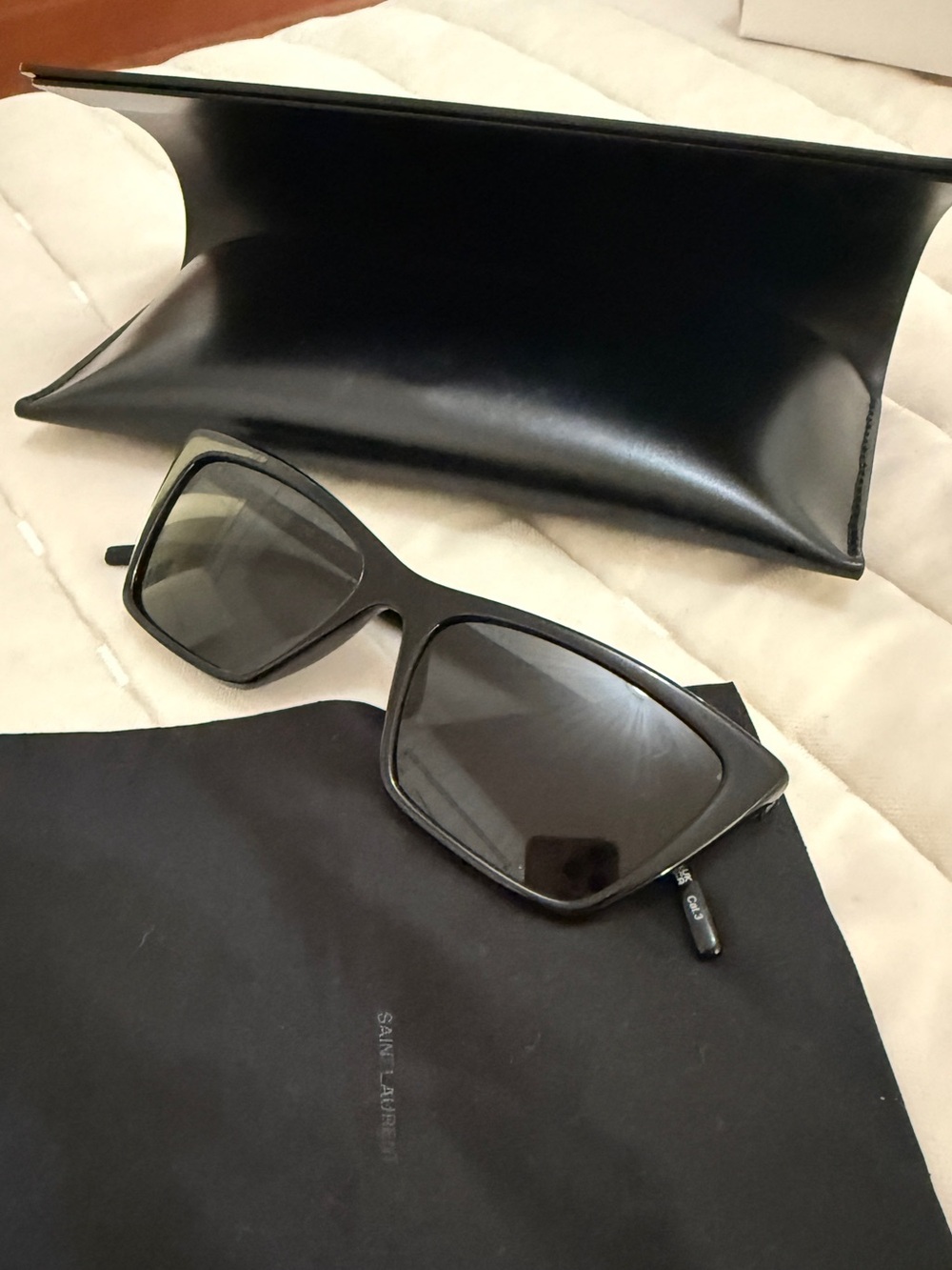 Women’s Saint Laurent Brand New Mica Thin Sunglasses in Black